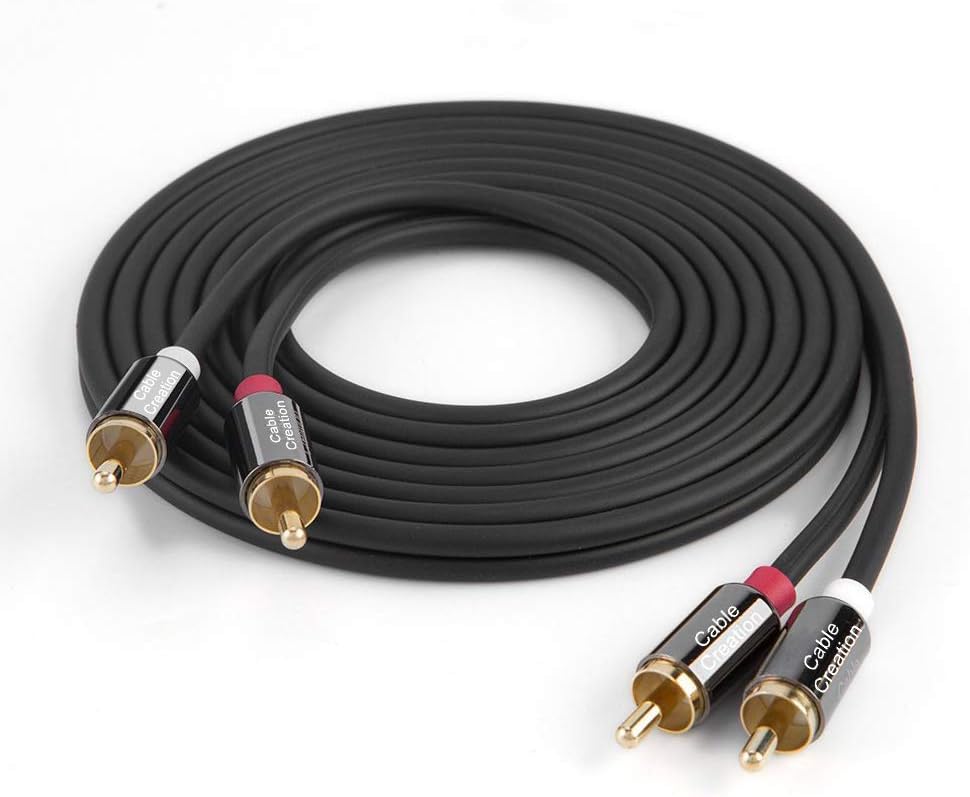 RCA Cable,CableCreation 10FT 2RCA Male to 2RCA Stereo Audio Cable Gold-Plated Compatible with Speaker, AMP,Turntable,Receiver,Home Theater, Subwoofer,Double Shielded,3M: Home Audio & Theater