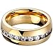 8MM Comfort Fit Titanium Wedding Band Gold-Plated Engagement Ring Cubic Zirconia SPJ