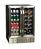 NewAir AWB-360DB 18 Bottle 60 Can Dual Zone Built-In Wine & Beverage Cooler, Stainless Steel/Black