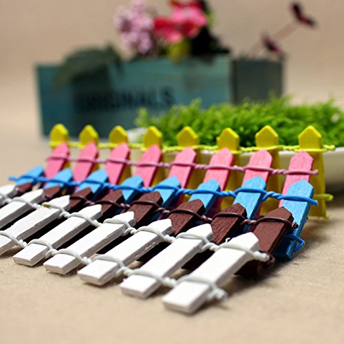 Vivian Mini Wood Picket Fence DIY Garden Miniature Landscape Dollhouse Plant Pot Decor Set 4pcs (Green) - Thumbnail 4