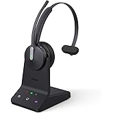 Yealink WH64 DECT & Bluetooth Mono UC Wireless Headset, 606ft Long Range Work Headphones, 3X Noise Cancelling Mic, 26H Calls,Ringtone, Office Single On Ear Headsets (Desk Phone,Laptop,PC,Cellphone)