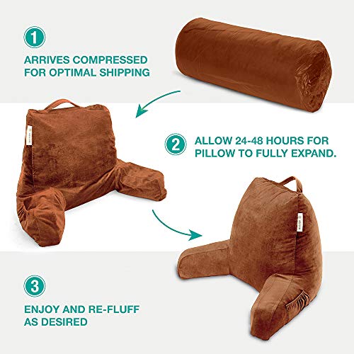 Vekkia Reading & Bed Rest Pillow with Support Arms, Pockets, Memory