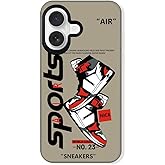 Cairiocoin Vintage Legend Shoes Phone Case Compatible with iPhone 16, Cool Brand Sports Sneakers iPhone 16 Case Slim Non-Slip Protective Cover