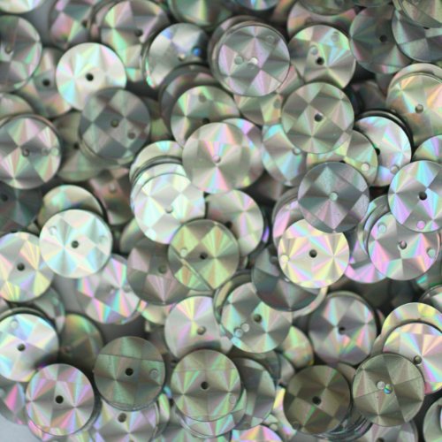10mm Flat Round SEQUIN PAILLETTES ~ SILVER PRISM MULTI Reflective METALLIC ~ Loose sequins for embroidery, bridal, applique, arts, crafts, and embellishment. Made in USA.