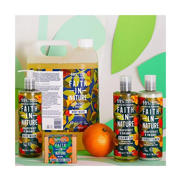 Faith In Nature Natural Grapefruit and Orange Shampoo and Conditioner Set, Invigorating, Vegan and Cruelty Free, No SLS…