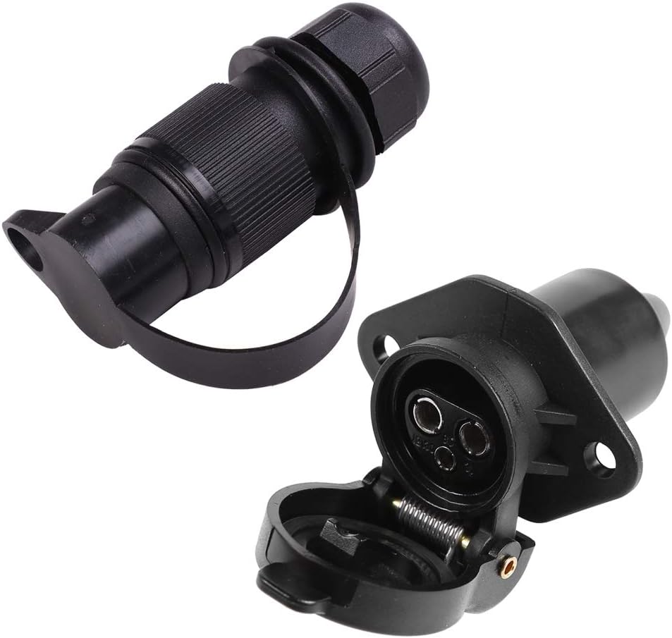 AOHEWEI 3 Pin Trailer Plug and Socket Connectors 12V 3 Way Truck Male and Female for Trailer