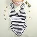 LolliLook Women Backless Striped One Piece Swimsuit Beachwear Swimwear (L)
