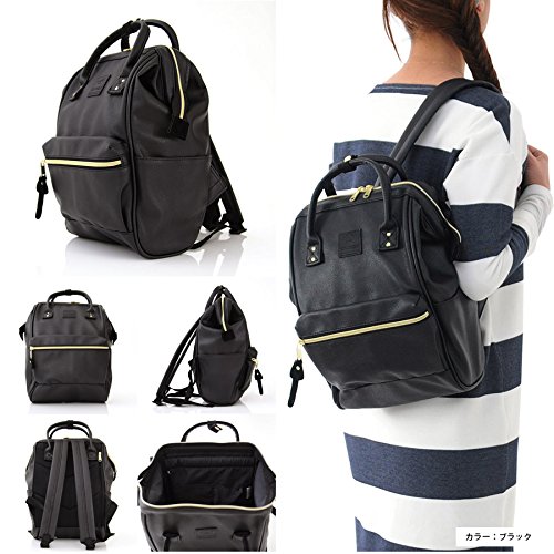 anello black leather backpack