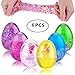 EASYCITY Soft Egg Slime Clear Colorful Crystal Fluffy Slime Scented Stress Relief Slime with Fruit Slices Toy(6 Pack)