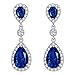EleQueen 925 Sterling Silver Full Prong Cubic Zirconia Birthstone Teardrop Bridal Dangle Earrings