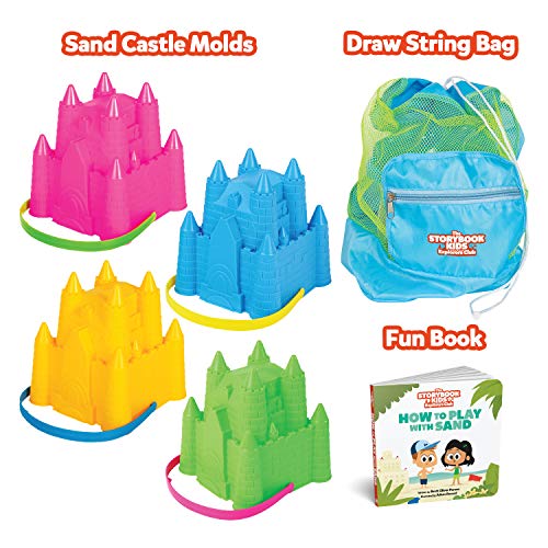 THE STORYBOOK KIDS EXPLORERS CLUB Beach Toys Set - Sandbox Sandcastle Toy 4-Pack for Toddlers with Fun Book - Baby & Toddler Sand Box Toys in Carry Bag - Castle Building Molds Kit for Boys & Girls - Thumbnail 3