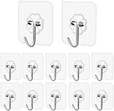 Pubiao Self Adhesive Hooks Heavy Duty Invisible 12 Pack for Kitchen Bath Hall view 1