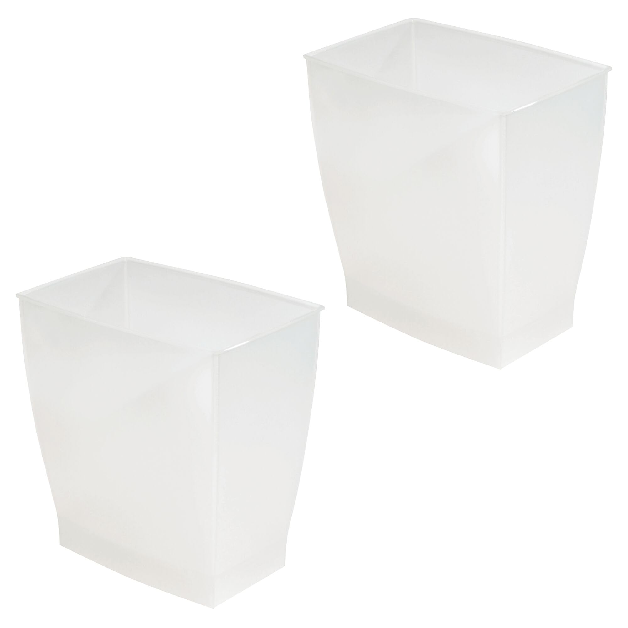 Photo 1 of *PARTIAL SET - ONLY 1*
iDesign Small Plastic Bathroom Trash Can, Slim Rectangle Garbage Bin for Bedroom, Office, Dorm, 2-Pack, Frost