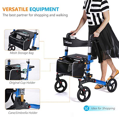 OasisSpace Ultra Folding Rollator Walker with Wide Seat 8â€™â