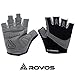 ROVOS Men & Women Cycling Gloves - 5mm Padded Half Finger Breathable Mountain & Road Biking Gloves (Black, Large)