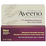 Aveeno 1% Hydrocortisone Anti-Itch Cream, Maximum Strength, 1-Ounce Tubes (Pack of 4)