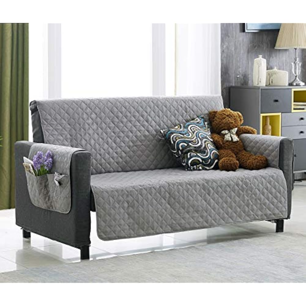 Light Gray Oversized Couch Cover With Pockets Protector Sofa