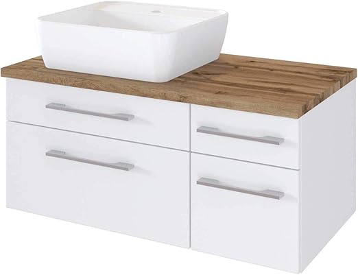 Lomadox Badezimmer Waschtisch Matt Weiss Mit Unterschrank 90 Cm Inkl Keramik Aufsatz Waschbecken Amazon De Kuche Haushalt