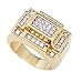 Men's Goldtone 3D Rectangle CZ Ring Sizes 8-13 (11) (D-897-11)