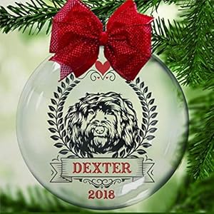 Doorzichtige transparante kerstbal met hondje op