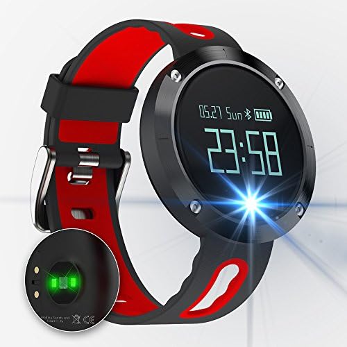 Fitness Tracker, Blood Pressure Heart Rate Monitor, IP67 Waterproof Activity Monitor Call Alert with Sleep Tracker Pedometer Watch OLED Touch Screen for iOS and Android (Black + Red)