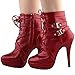 SHOW STORY Punk Buckle Strap High Heel Stiletto Platform Ankle Bootie,LF30470