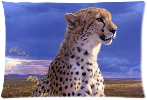 Custom Distinctive Design Cool Roaring Cheetah/Leopard 20x30 inch Twin Sides Zippered Pillowcase Pillow Covers