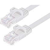 Monoprice Cat6 5ft White Flat Patch Cable UTP 30AWG 550MHz Pure Bare Copper Snagless RJ45 Flexboot Series Ethernet Cable