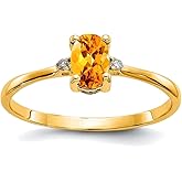 JewelryWeb 14k Yellow Gold Polished Diamond and Citrine Ring Size 6 Ring for Women