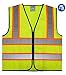 GripGlo Reflective Safety Vest, Bright Neon Color with 2 Inch Reflective Strips - Orange Trim - Zipper Front, Medium, X-Large