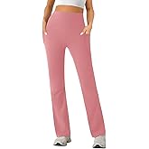 SEAJOJO Womens High Waist Yoga Pants Stretchy Casual Trousers Straight Leg Pull On Side Pockets