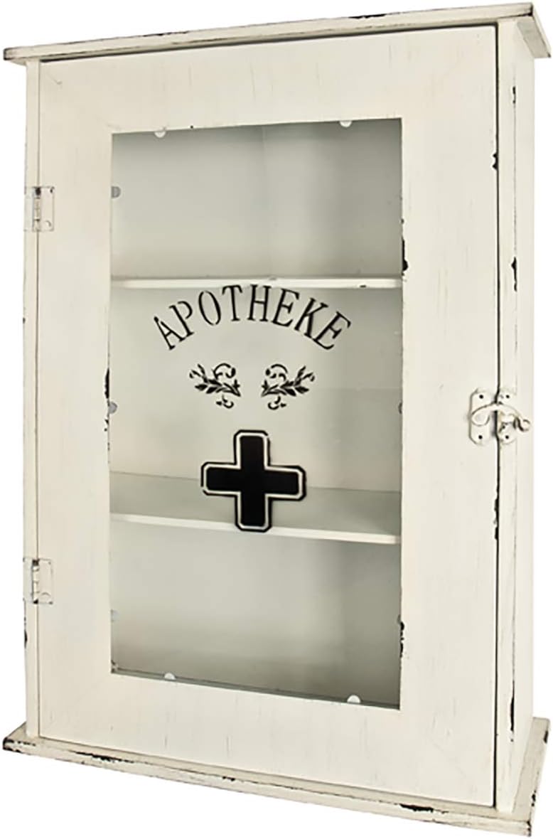 Haku Möbel Medizinschrank - Metall antik weiß lackiert - 3 Ablagen H 62 cm