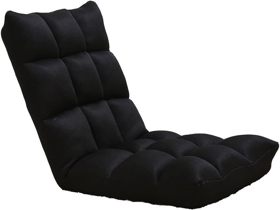 SunLoungers FEIFEI Adjustable Folding Lazy Sofa 6-Position Relax Chair Floor Cushion Multiangle Couch Beds For Watch TV/Gaming/Midday Rest/Nap Collapsible (color : BLACK)