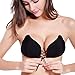 Huluwa Women Bra Reusable Self Adhesive Silicone Bra Invisible Push-up Bras, Breathable, Deep V Gathers, Tighten Breast, No Trace Adjustable, Black, Cup C