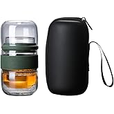 OKUMEYR Portable Travel Tea Set with High Borosilicate Glass Teapot and Teacup All-in-One Kit with Carrying Case for Outdoor Home and Office Use