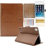 Mini 2 3 Case-LittleMax Smart Embossed Leather Flower Cards Holder Case Stand Cover with Auto Wake / Sleep for Apple iPad Mini 3 / 2 / 1 [Free Stylus Pen]-#1-Brown Butterfly