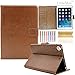 iPad Mini 1/2/3 Case-LittleMax Smart Embossed Leather Case Pure Color [Magnetic Closure] Stand Case with [Cards Holder] for Apple iPad Mini 3 2 1 [Free Cleaning Cloth,Stylus Pen]-#1-Brown