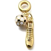 Clotiry 10Pcs Enamel Football Sprort European Large Hole Pendants Soccer Ball Shoes Dangle Charms for Bracelet Necklace Jewelry Making Crafts