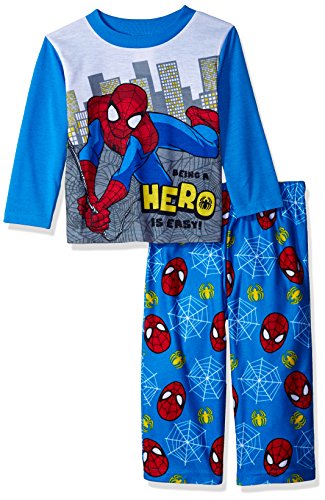 Marvel Big Boys' Spiderman 2-Piece Pajama Set, Blue, 10