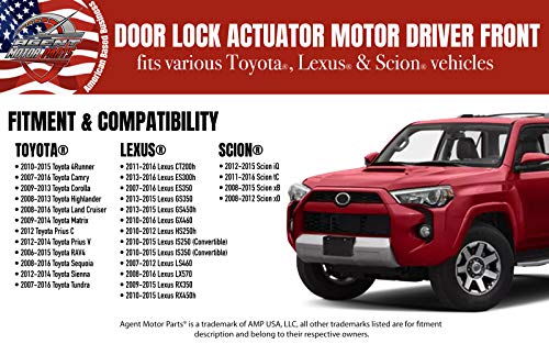 Door Lock Actuator - Latch Motor Assembly Front Left Driver Side | Fits Toyota 4Runner, Camry, Tundra, Lexus ES350, GS350, LS460, RX450h, Scion tC, xB, xD - Replaces 69040-0C050, 69040-06180, 931-401 - Thumbnail 3