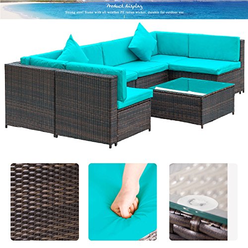 LZ LEISURE ZONE 7 Piece Patio Furniture Set, Outdoor Conversation Set PE Rattan Wicker Sectional