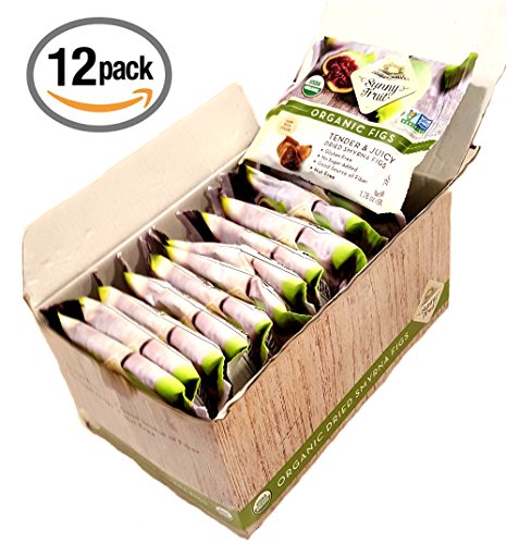 Sunny Fruit Organic Figs,Tender and Juicy Dried Smyrna Figs, 12 Portion Pack