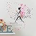 SWORNA Nature Series SN047 Flower Butterfly Girl Removable Vinyl DIY Wall Art Mural Decor Sticker Decal for Lady Kid Bedroom Living Room Playroom Kindergarten Classroom School Nursery Room 48