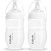 Gulicola Natural PP Baby Breastfeeding Bottles, Medium Flow Nipples (M), 3 Months +, White, 8 oz - 2pks
