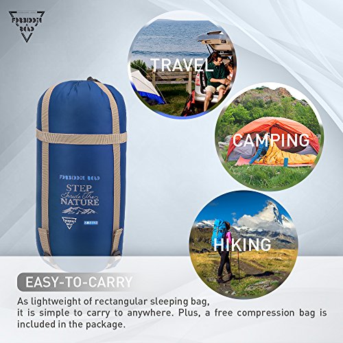 Forbidden Road 380T Nylon Portable Sleeping Bag Single 0 ℃/ 30 ℉(5 Colors) Lightweight Water Resistent Envelope for Man Woman 4 Seasons Camping, Hiking, Backpacking (Royal Blue, 0℃ / 30℉)
