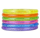 Neliblu Glitter Rubber Bangle Bracelets, Pack of 12