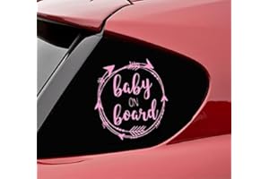 Slap-Art Baby on Board with Arrows Vinyl Decal Sticker (Soft Pink)