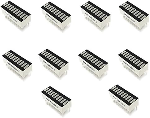 LED Bar Display 10 Segment Graph Color Red for Audio Signal Strength and Power Status Level Display from Optimus Electric Pack of 10
