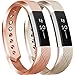 Tobfit 2Pcs Fitbit Alta Bands/Fitbit Alta HR Bands for Women and Men, Smooth TPU Classic Accessory Band Wristband for Fitbit Alta/Fitbit Alta HR, Small, Gold+Rose Gold
