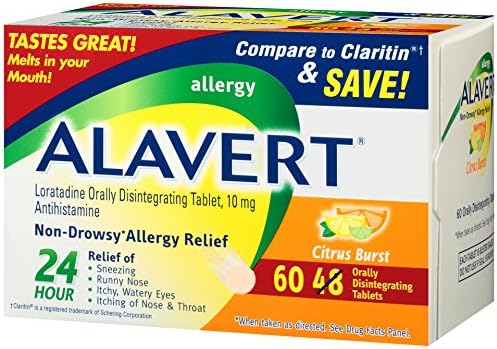 Alavert Allergy 24-Hour Relief (60 Count Citrust Burst Flavor Orally Disintegrating Tablets), Non-Drowsy, Antihistamine